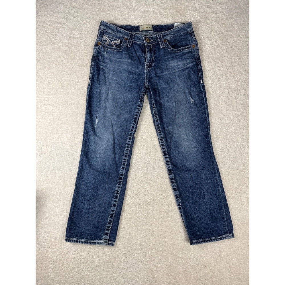 Big Star Jeans Womens 28 Blue Good Low Rise‎ Straight Embroidered Y2K SWKACIEN